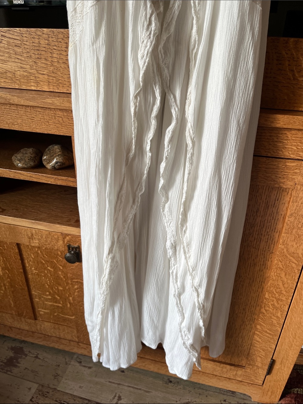 Bohemian Long White Maxi Dress with Button Detail - Picture 5 of 8